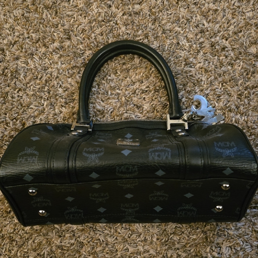 Authentic MCM Black Purse with Silver Accents & Charm - Picture 2 of 5